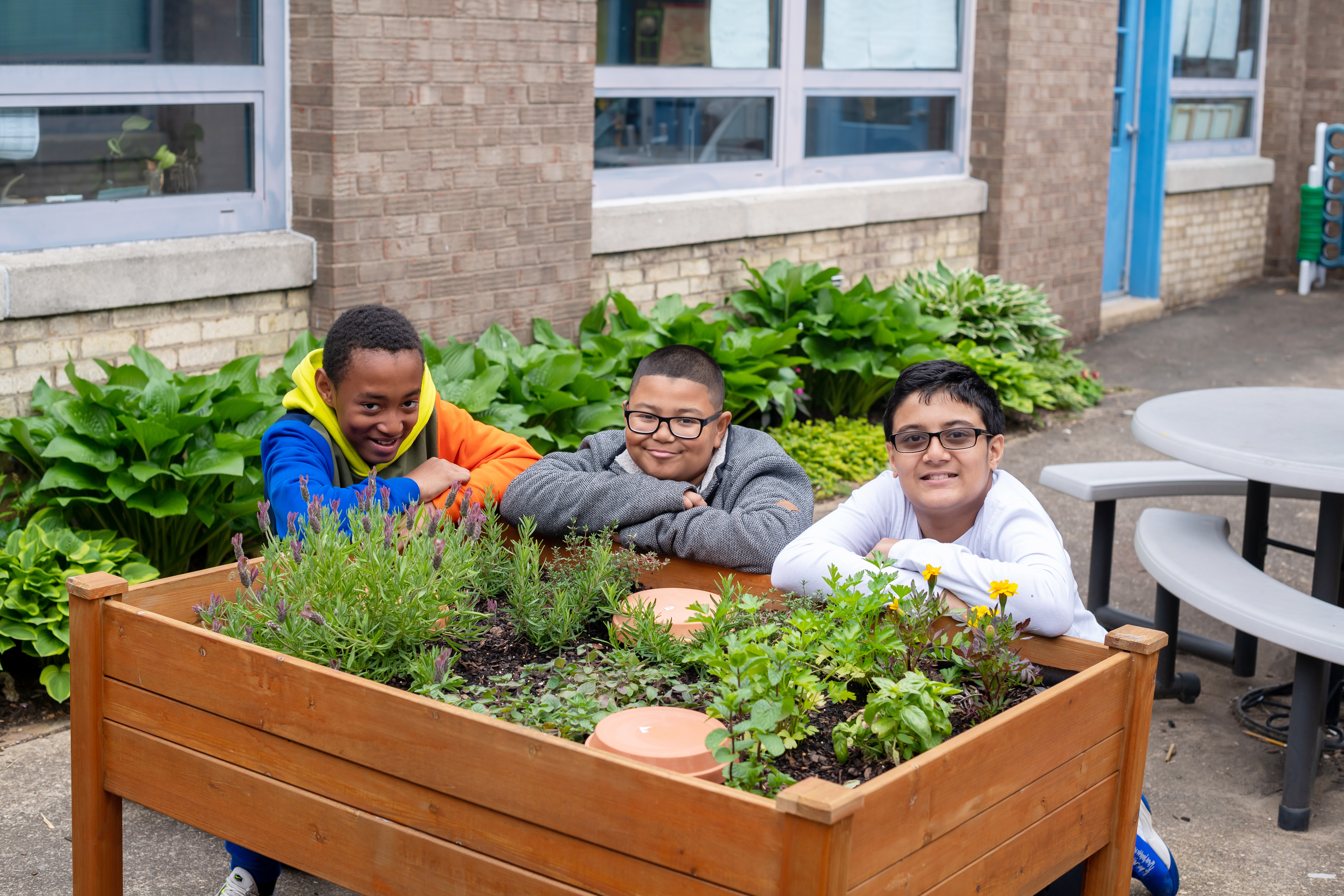 students in outdoor classroom